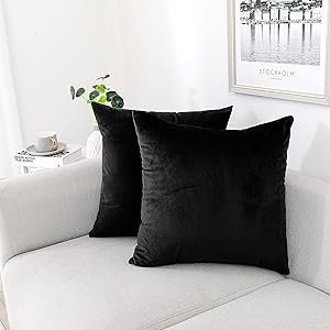 NiNi ALL Decorative Throw Pillow Covers Pack of 2, Velvet Throw Pillow Cases for Couch Pillows Cover Bedroom Living Room Outdoor, Pillow Covers 18x18 Inch Black