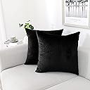 NiNi ALL Decorative Throw Pillow Covers Pack of 2, Velvet Throw Pillow Cases for Couch Pillows Cover Bedroom Living Room Outdoor, Pillow Covers 18x18 Inch Black