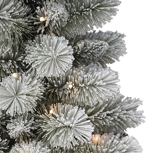 Miniatura 3 de Árbol de Navidad de pino noruego flocado en maceta preiluminado, 3.5 pies, luces cálidas