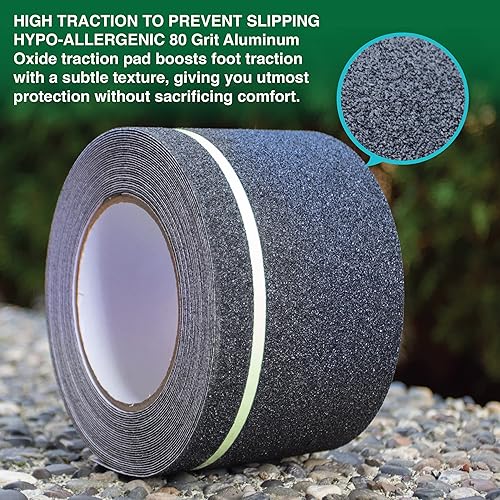 Miniatura 4 de LifeGrip - Cinta de tracción antideslizante con rayas verdes que brillan en la oscuridad, 4 pulgadas x 30 pies, mejor agarre, fricción y adhesivo