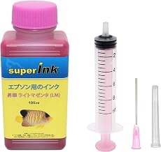 superInk 100ml ライトマゼンタ（昇華）詰め替え 互換 インク エプソン用（全機種対応） + 手袋1組 + 10ml注入器 + 針 + キャップ
