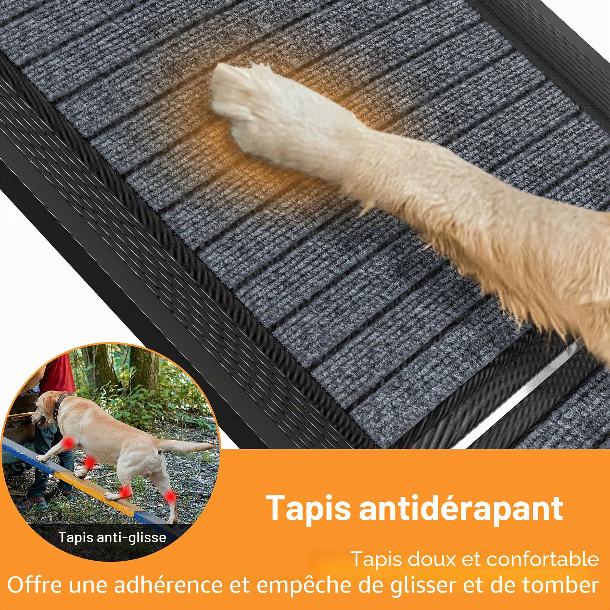 Rampe pliable pour chien en aluminium 157 x 43 cm antidérapante jusqu'à 110 kg pour voitures et SUV