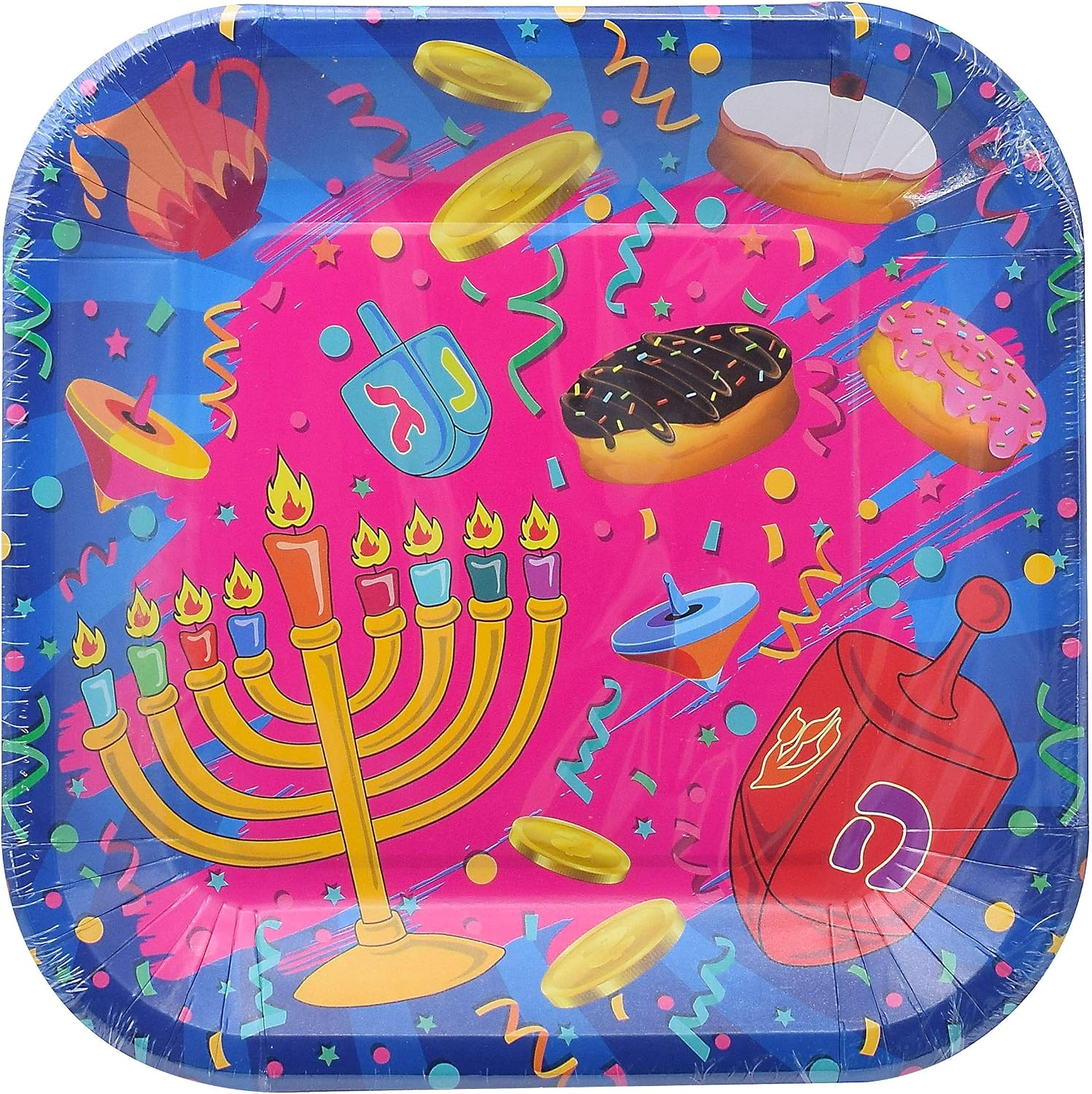 Izzy 'n' Dizzy Hanukkah Paper Goods Set - Mega Pack - Serves 10 - Plates, Cups, Napkins, Tablecloth image 3