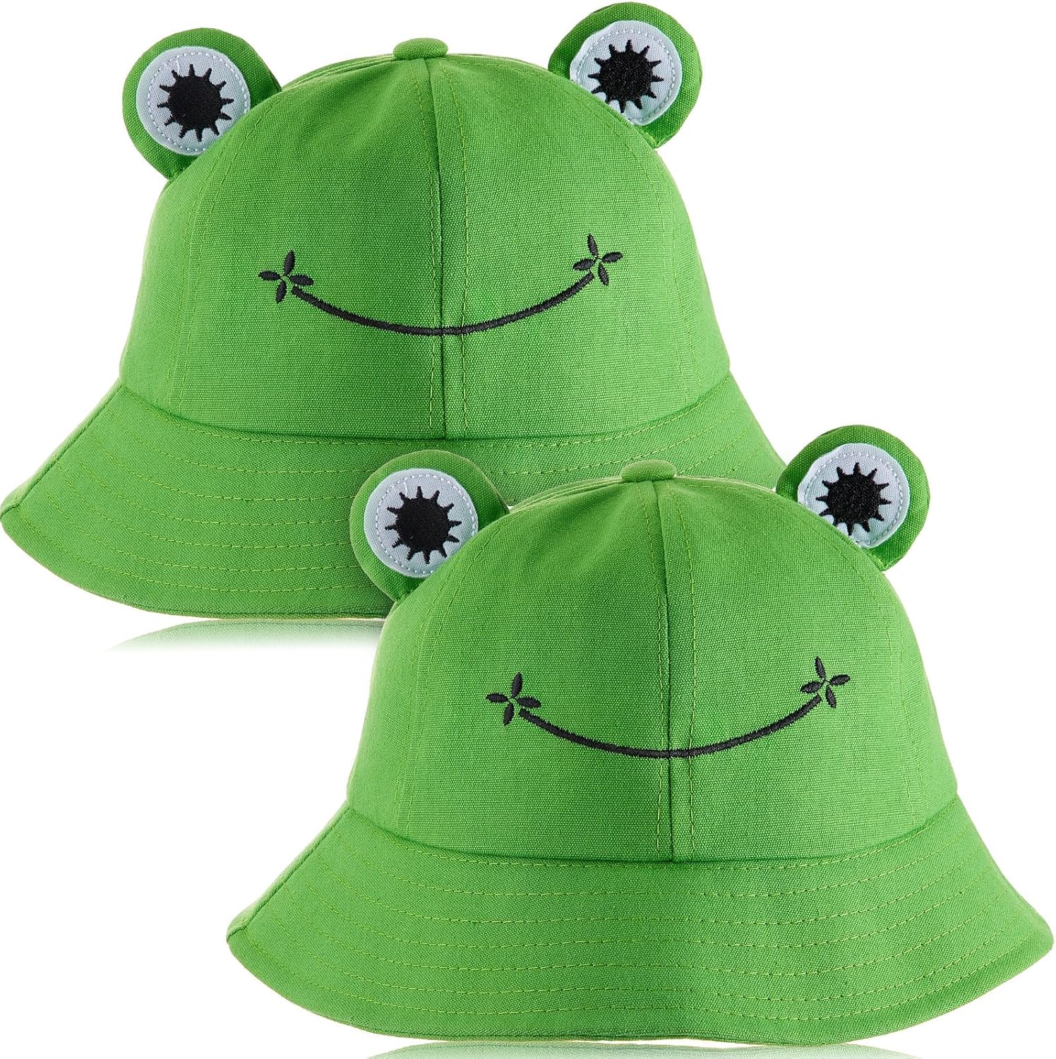 Syhood Frog Bucket Hat Green Funny Fisherman Cotton Sun Protection Wide Brim Foldable Hat for Summer Women Men