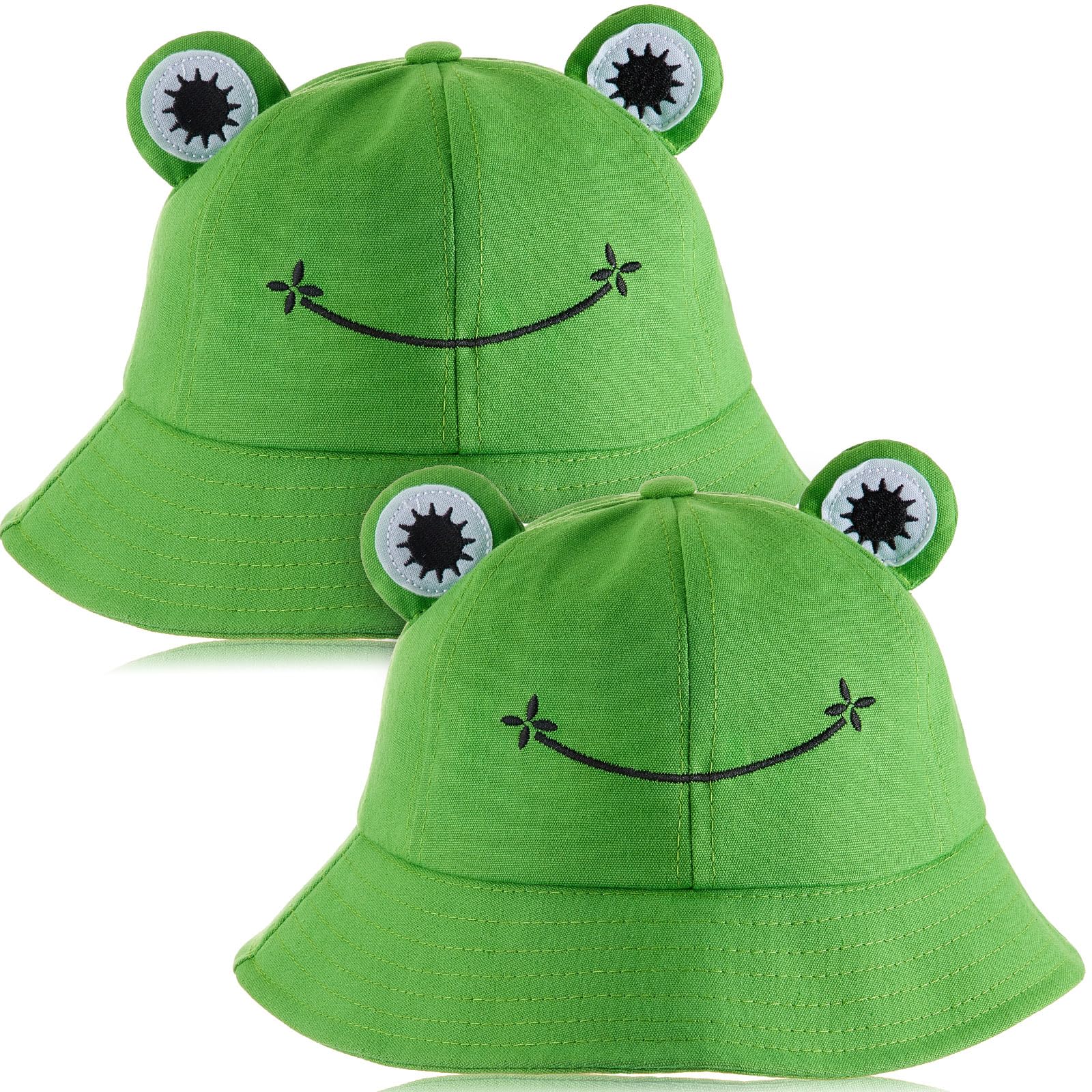Syhood Frog Bucket Hat Green Funny Cute Fisherman Cotton Sun Protection Cap Wide Brim Crazy Hat Summer Halloween Costume