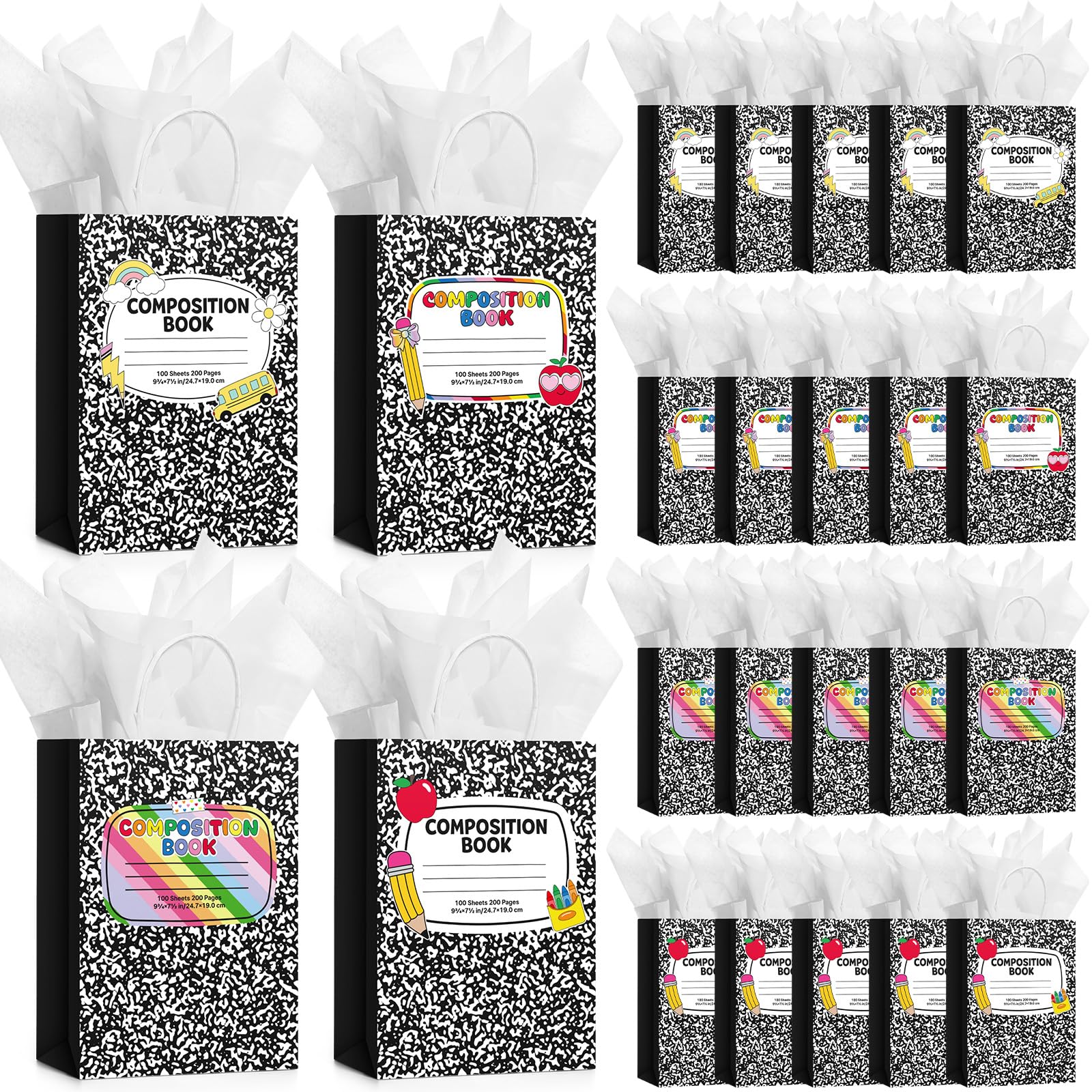 Bolsas de regalo para profesores con asas y papel de seda para agradecimiento 7