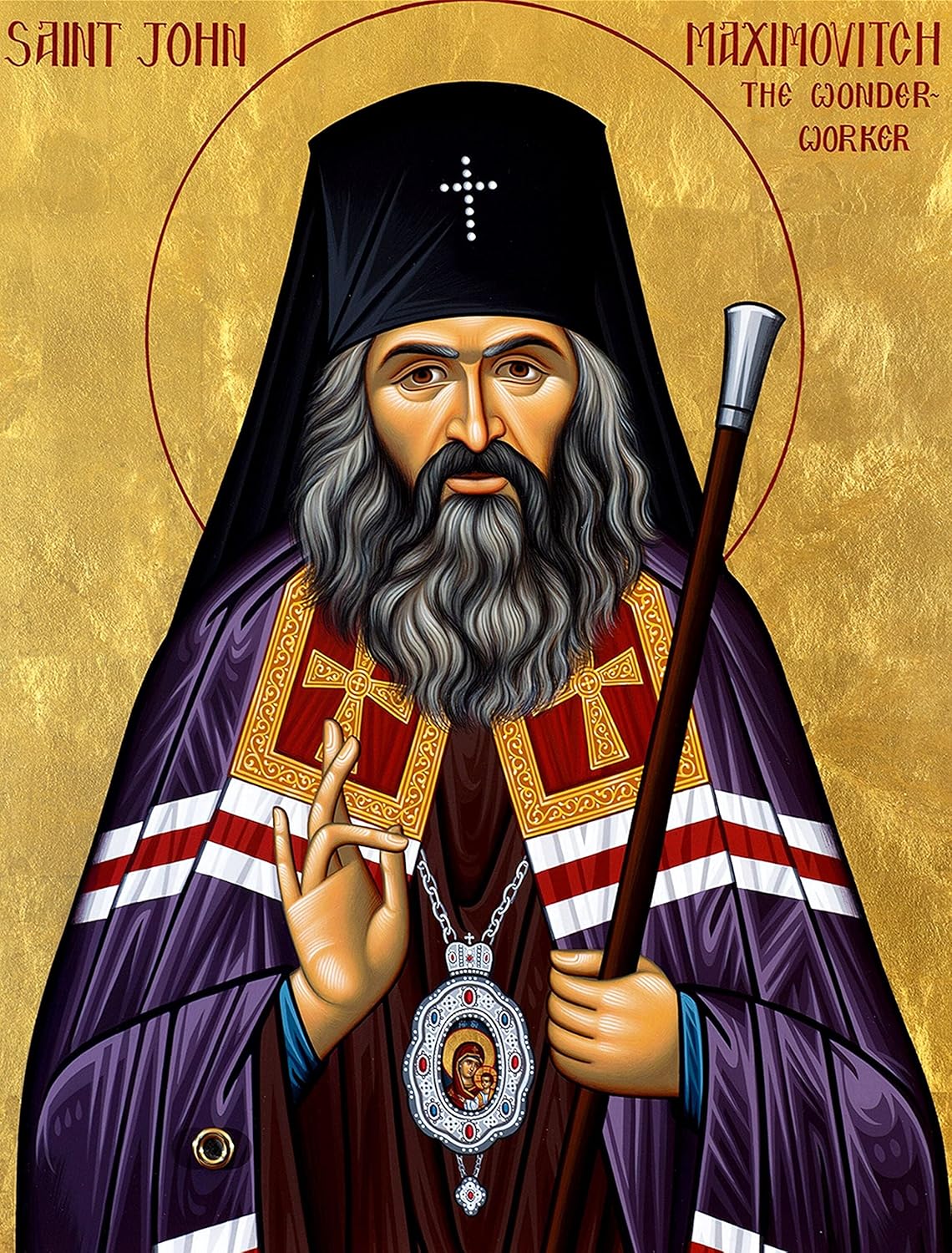 Saint John Maximovitch icon, Handmade Greek Orthodox icon St John the Wonderworker, Byzantine art wall hanging wood plaque, religious gift