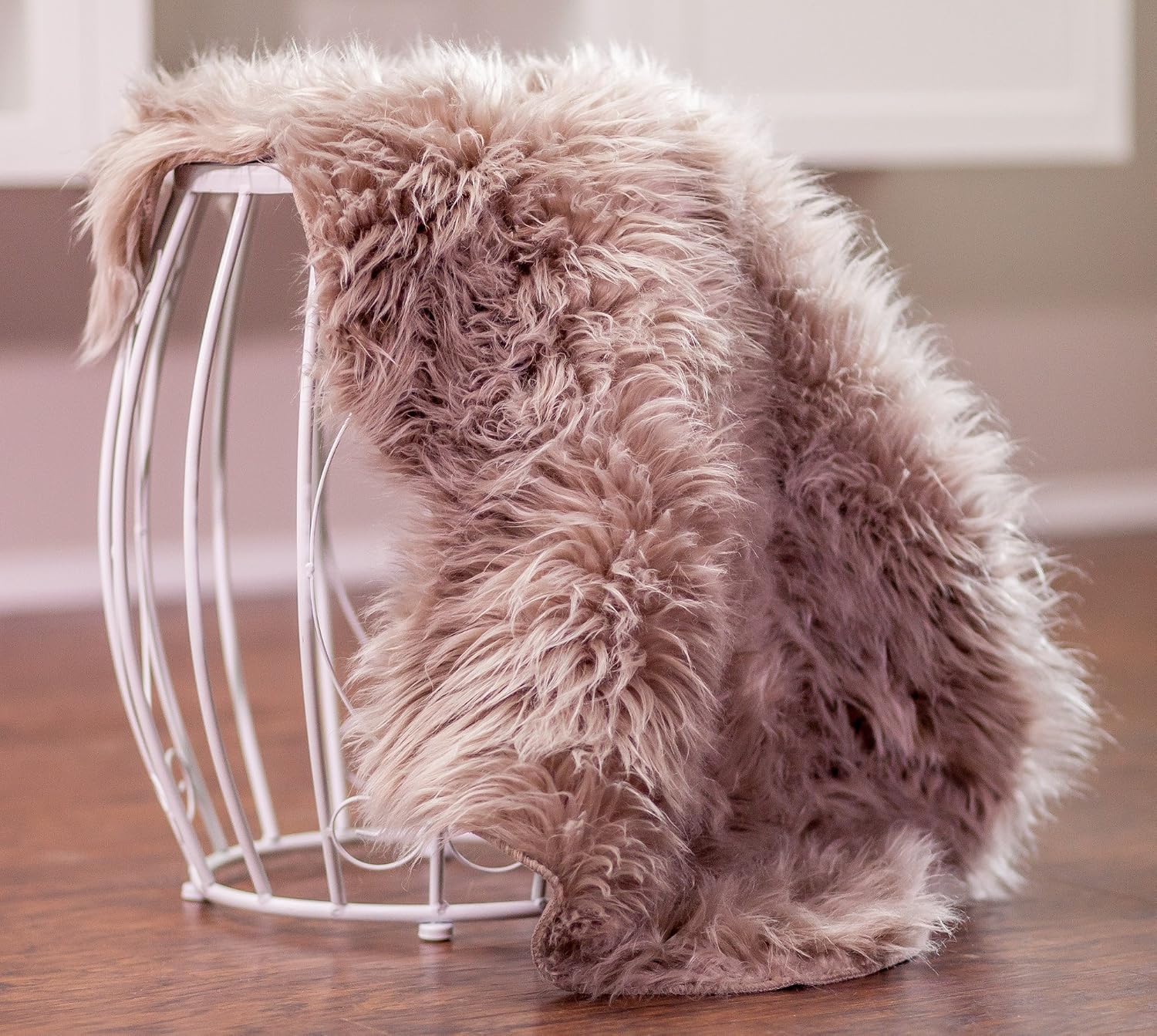 Chanasya Super Soft Faux Fur Fake Sheepskin Brown Sofa Couch Stool Casper Vanity Chair Cover Rug / Solid Shaggy Area Rugs for Living Bedroom Floor - Coffee 2ftx3ft