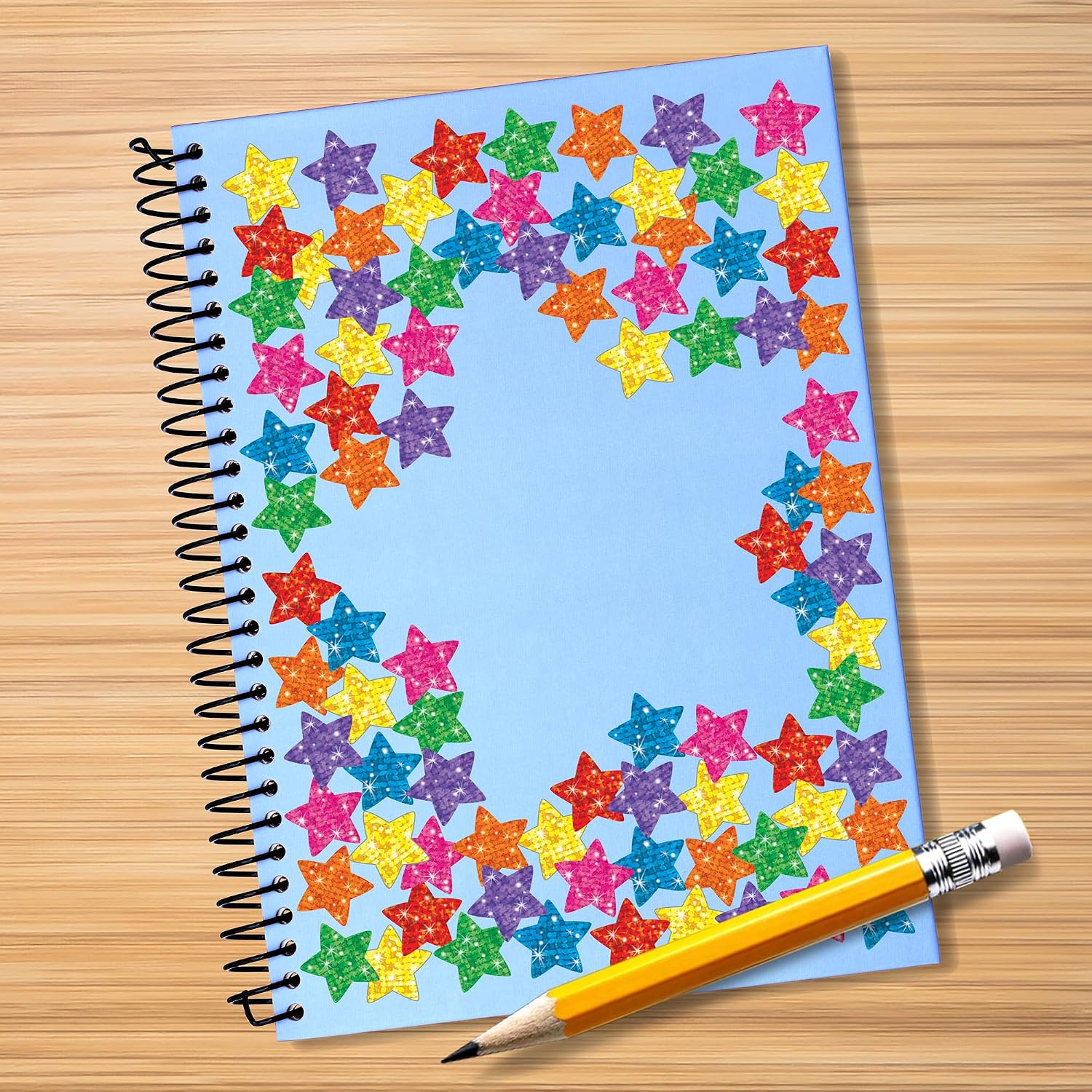 Trend Enterprises Sparkle Stars Stickers - 1/4 to 1/2 inches - Set of 1,300 - Red, Blue, Gold, Silver