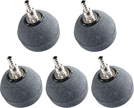 Feelers 2 Inch Crazy Air Stone Bubble Ball Shape Cylinder Fish Tank Oxygen Stone Bubbler Diffuser for Aquarium Hydroponic Growing System Pack of 5