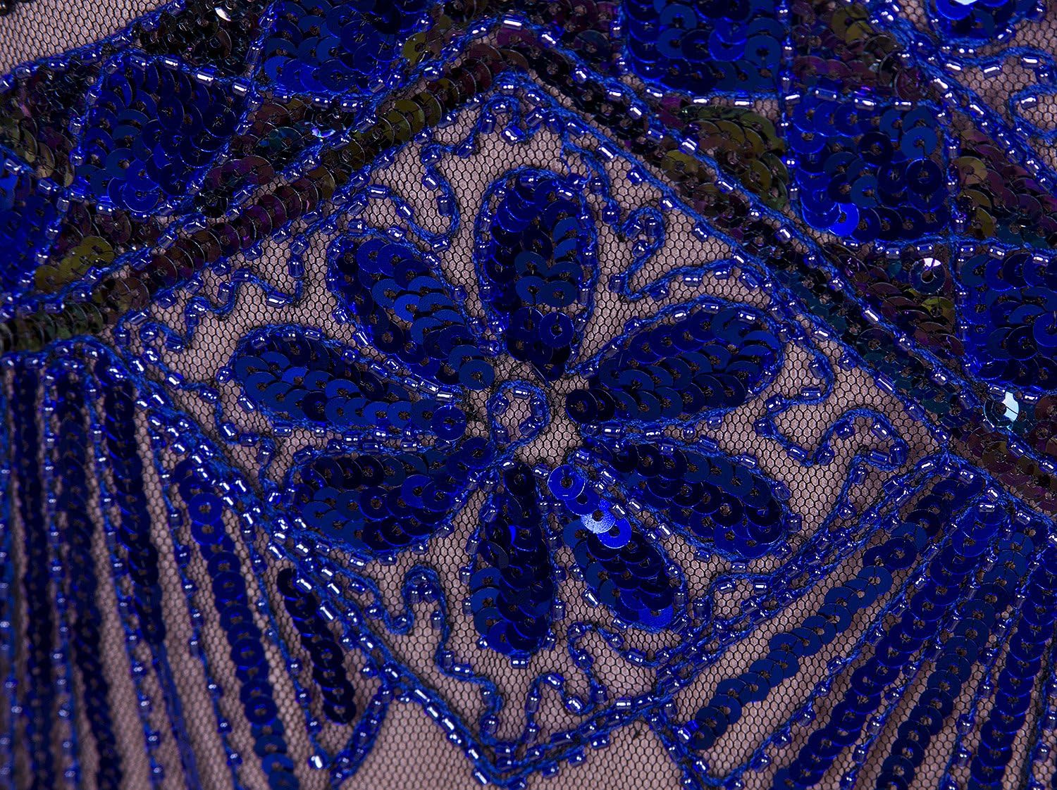 Vijiv Women 1920s Gastby Sequin Art Nouveau Embellished Fringed Flapper Dress - Image 5