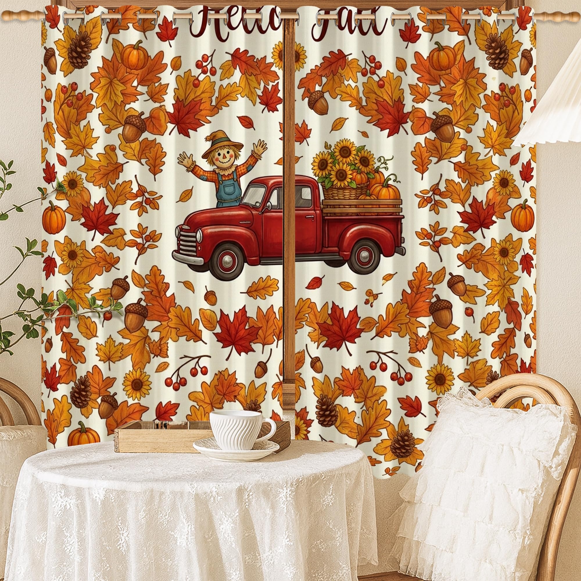 Rideaux occultants lavables en machine style ferme avec motif camion de campagne