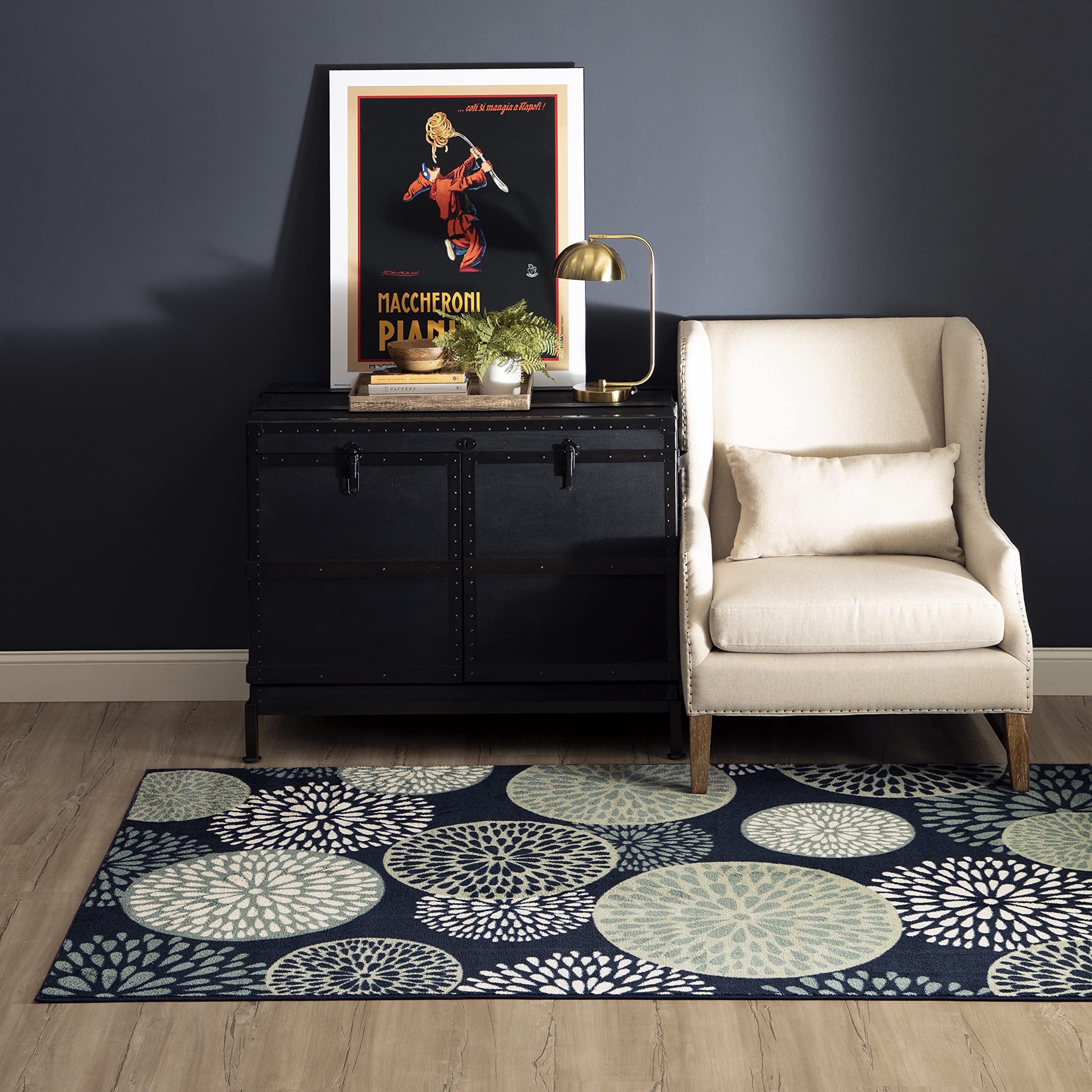 Mohawk Home Aurora Foliage Friends Floral Ornamental Medallions Area Rug, 5'x8', Blue