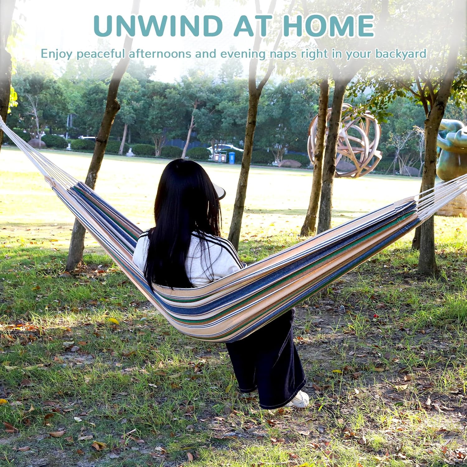 Hammock with Tree Straps Portable Canvas Hammocks with Carry Bag 500 lbs Colorful Camping Hammock Without Stand for Backyard Outdoor Indoor Hiking Beach Patio Garden