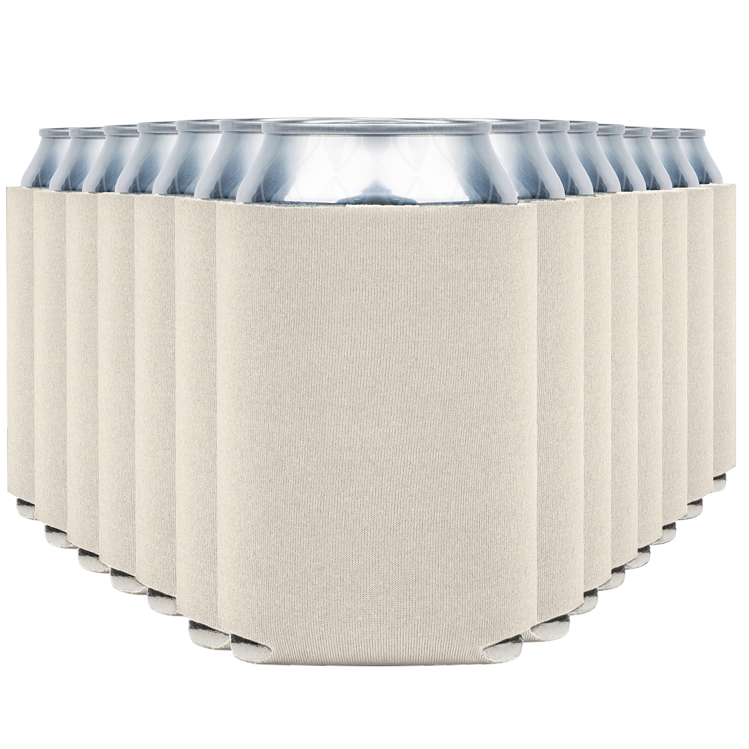 Blank Beer Can Cooler Sleeves (110-Pack) Soft Insulated Beer Can Coolies - HTV Friendly Blank Koolies in Bulk for Beer Cans &amp; Bottles - Coolie Blanks for Vinyl Projects &amp; Wedding Favors (Stone)