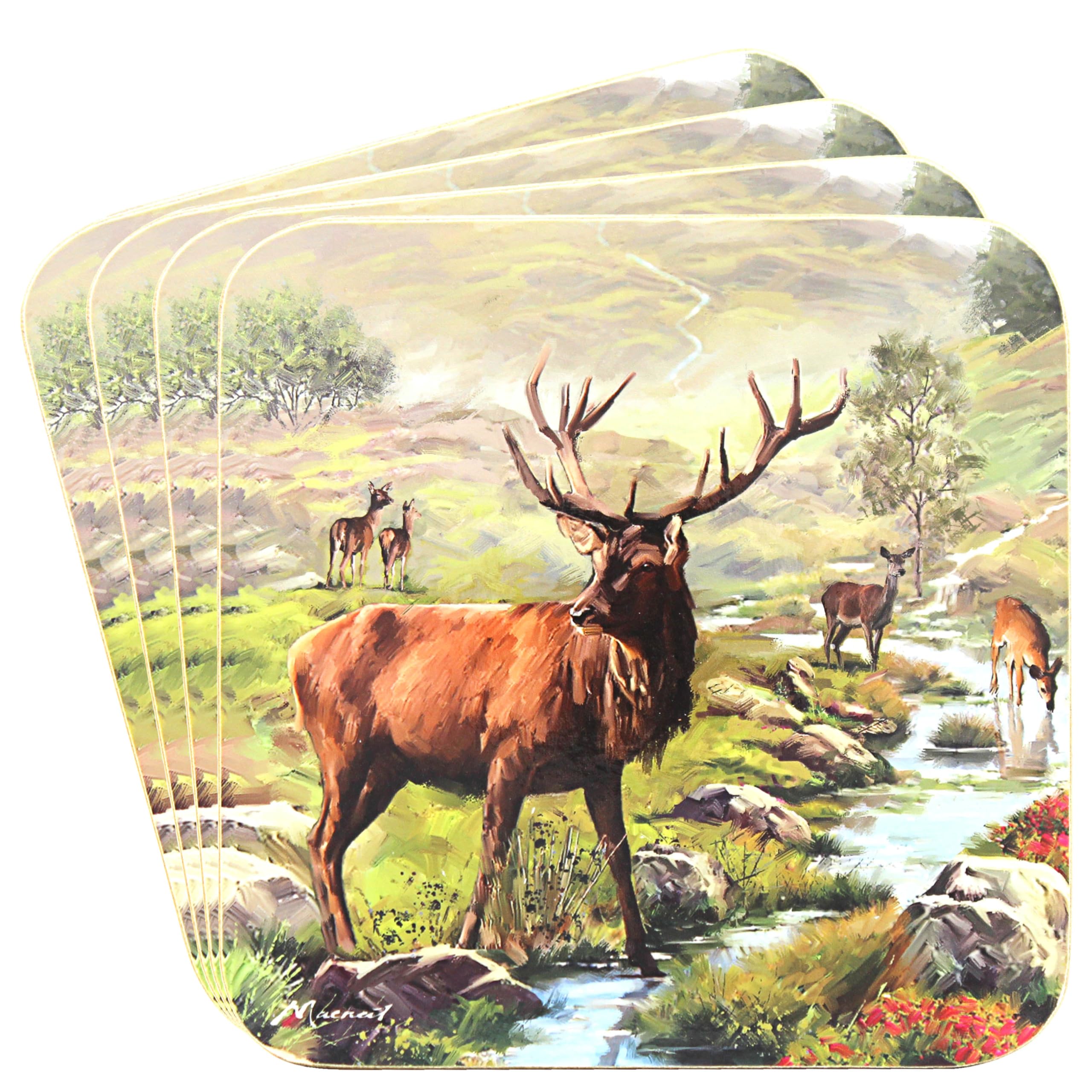 The Leonardo Collection Stag Coasters Set of 4 Macneil Studios For Home & Office | Stylish Coaster For Kitchen & Dining | Durable Drinks Coasters For Tabletops | Decorative Home Accessories for Table