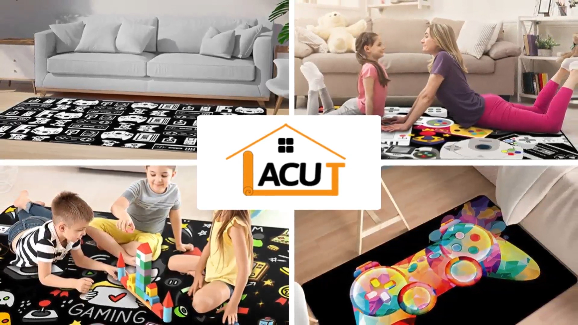 Tapete decorativo para niños gamer 150x100 cm miniatura 7