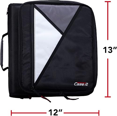 Miniatura 6 de Case-it Carpeta universal con cremallera, anillas tóricas de 2 pulgadas, bolsillo acolchado con capacidad para computadoras portátilestableta de