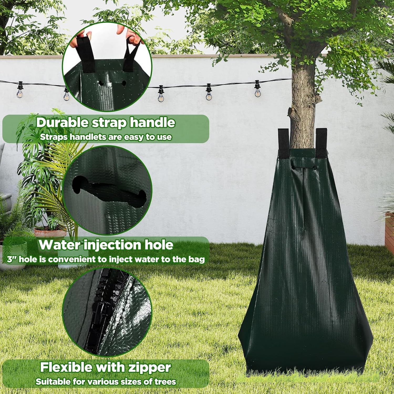 2 Pack Tree Watering Bags, 20 Gallon Reusable Heavy Duty Slow Release Water Bags for Trees, Durable PE Tree Drip Irrigation Bags with Heavy Duty Zipper, Deep Root Targeting