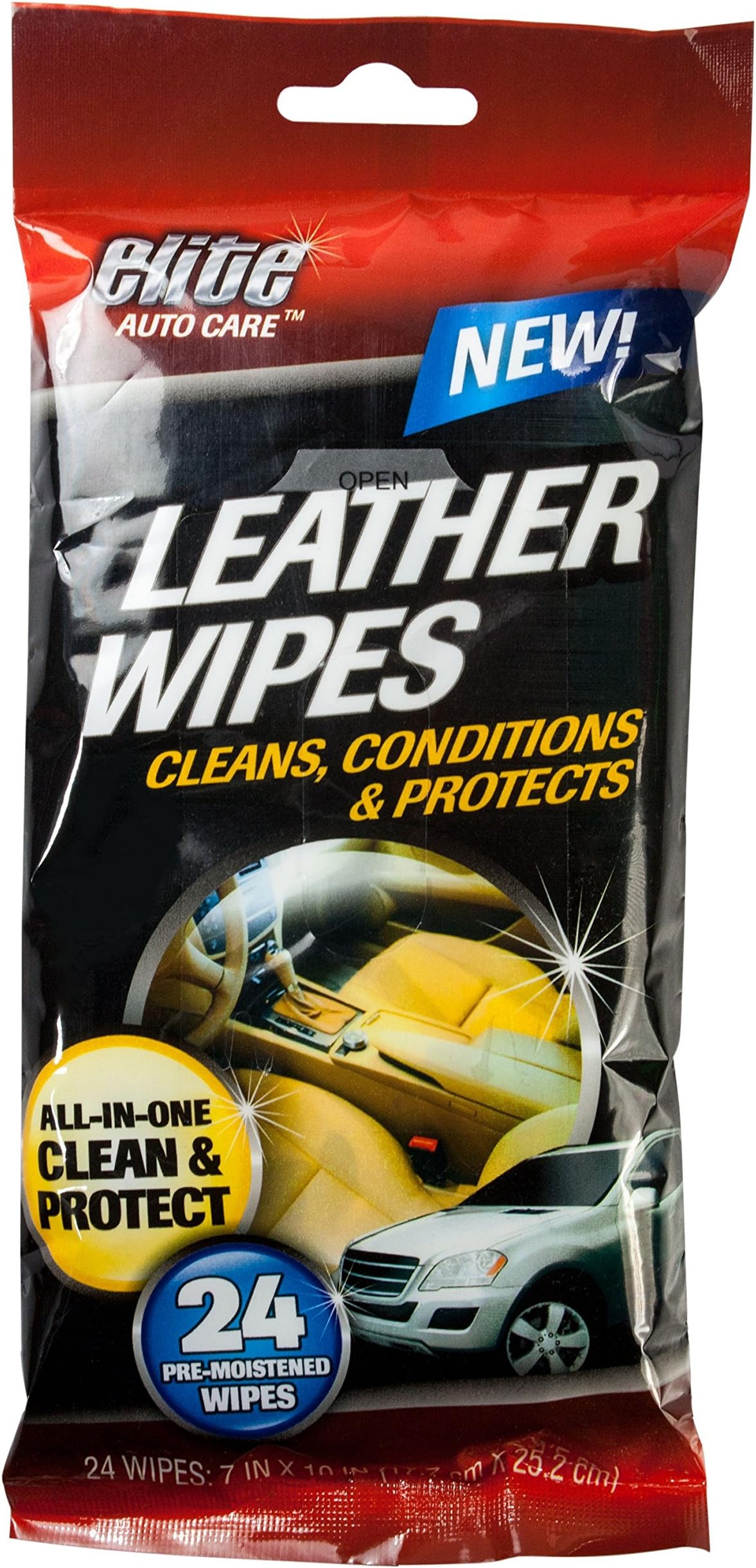 8909 Elite Auto, 24 Pack, Leather Wipes