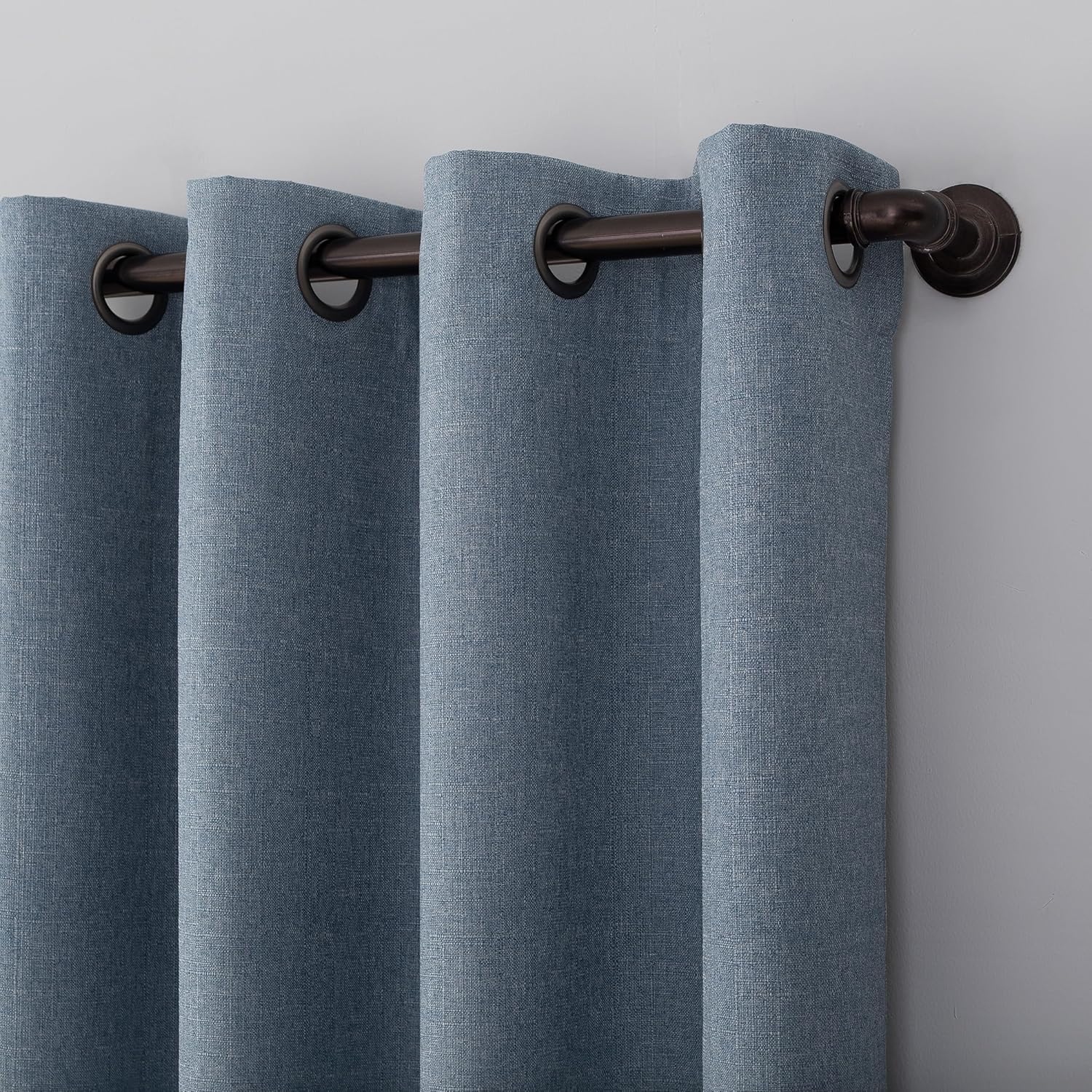 Sun Zero Channing Grid Texture Draft Shield Fleece Insulated Total Blackout Grommet Curtain Panel, 50" x 84", Blue