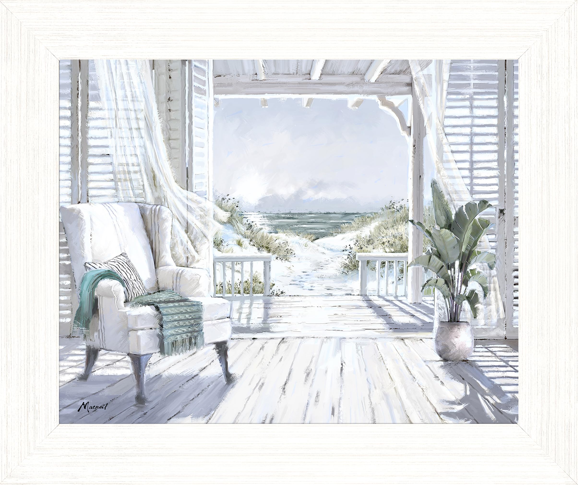 Artko Artistic Coastal Framed Print – Beach Seascape Picture - ‘Sea View’ by Richard Macneil – Ready to Hang Wall Art - Seaside Themed Home Décor – 37cm x 31cm