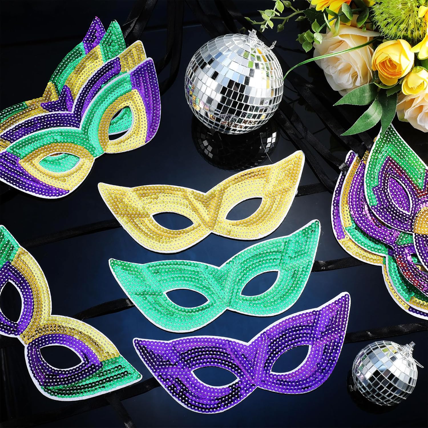 24 Pcs Mardi Gras Masquerade Mask Bulk Venetian Carnival Mask Metallic Shining Half Party Masks Retro Punk Masks for Fancy Costume Party Supplies Prom Parties Ballroom Event Masquerade Ball - Image 3