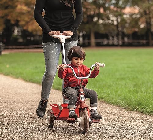 Miniatura 6 de Italtrike Triciclo de pasajero con asa de empuje y cesta para niños pequeños y niños, ingeniería superior, duradero, fácil de montar, asiento