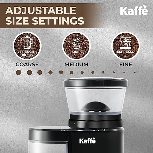 Miniatura 23 de Kaffe - Molinillo eléctrico de café con rebabas (5.5 onzas) con ajustes de grosor ajustables, rebabas planas, [nuevo motor mejorado], molinillo