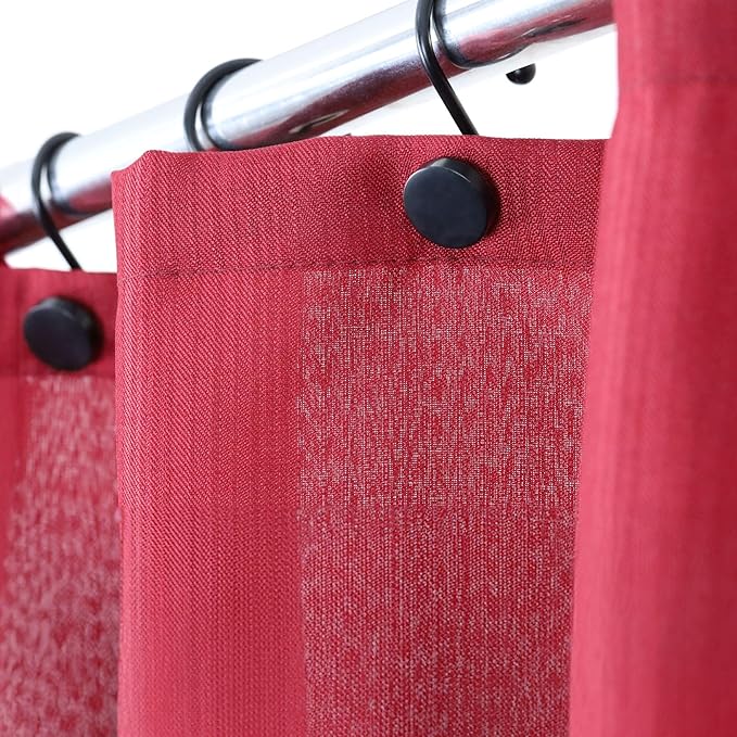 Black Shower Curtain Hooks Rings: Round Button Design Rustproof,Set of 12