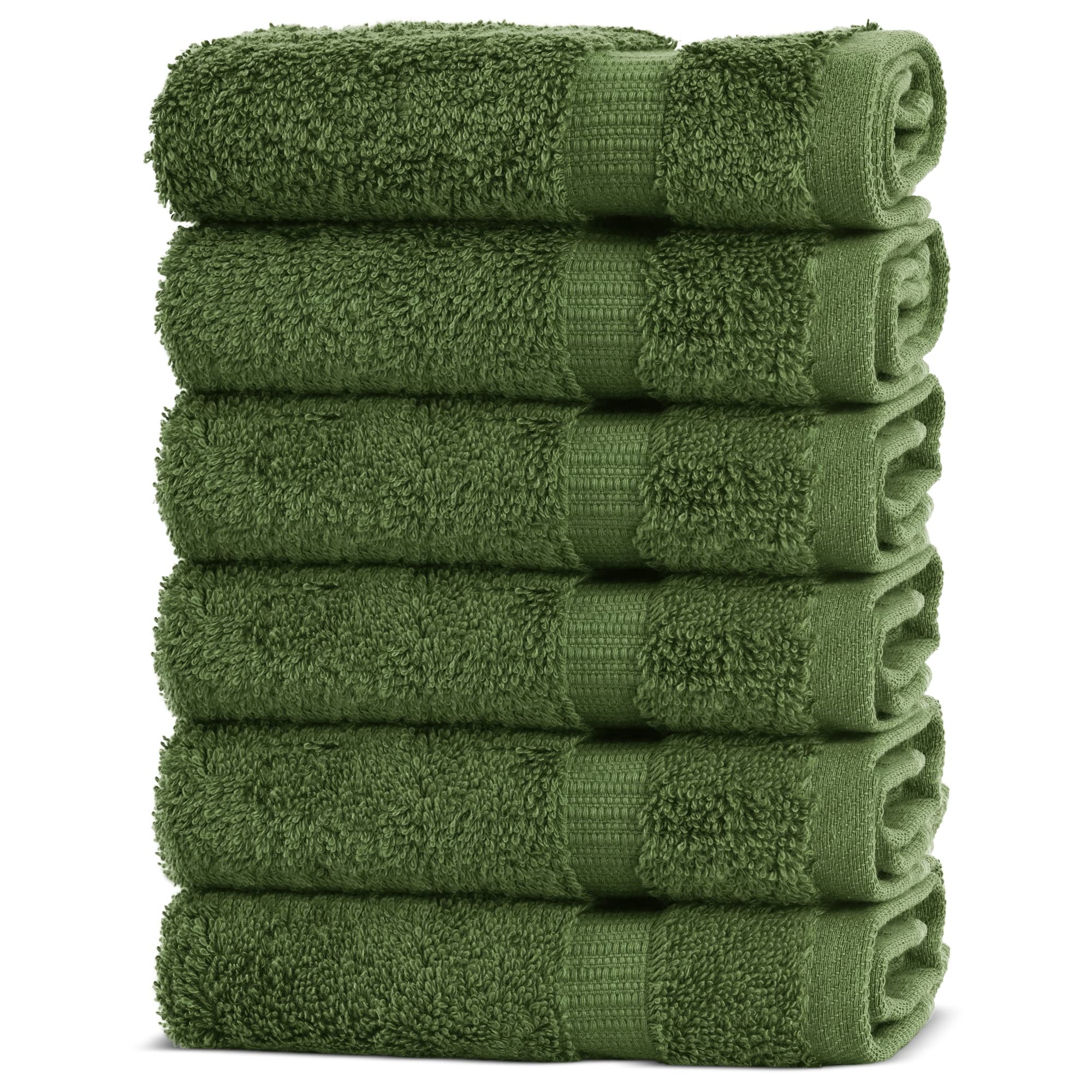 Chakir Turkish Linens 100% Cotton Premium Turkish Towels for Bathroom, 2 Large Bath Towels, 2 Hand Towels, 2 Washcloths (6-Piece Towel Set, Wedgewood): 6-Piece Washcloth Moss