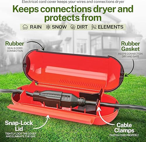 Miniatura 3 de Cubierta de cable eléctrico Protector de cable de extensión para cables al aire libre Proteger conexiones (naranja)
