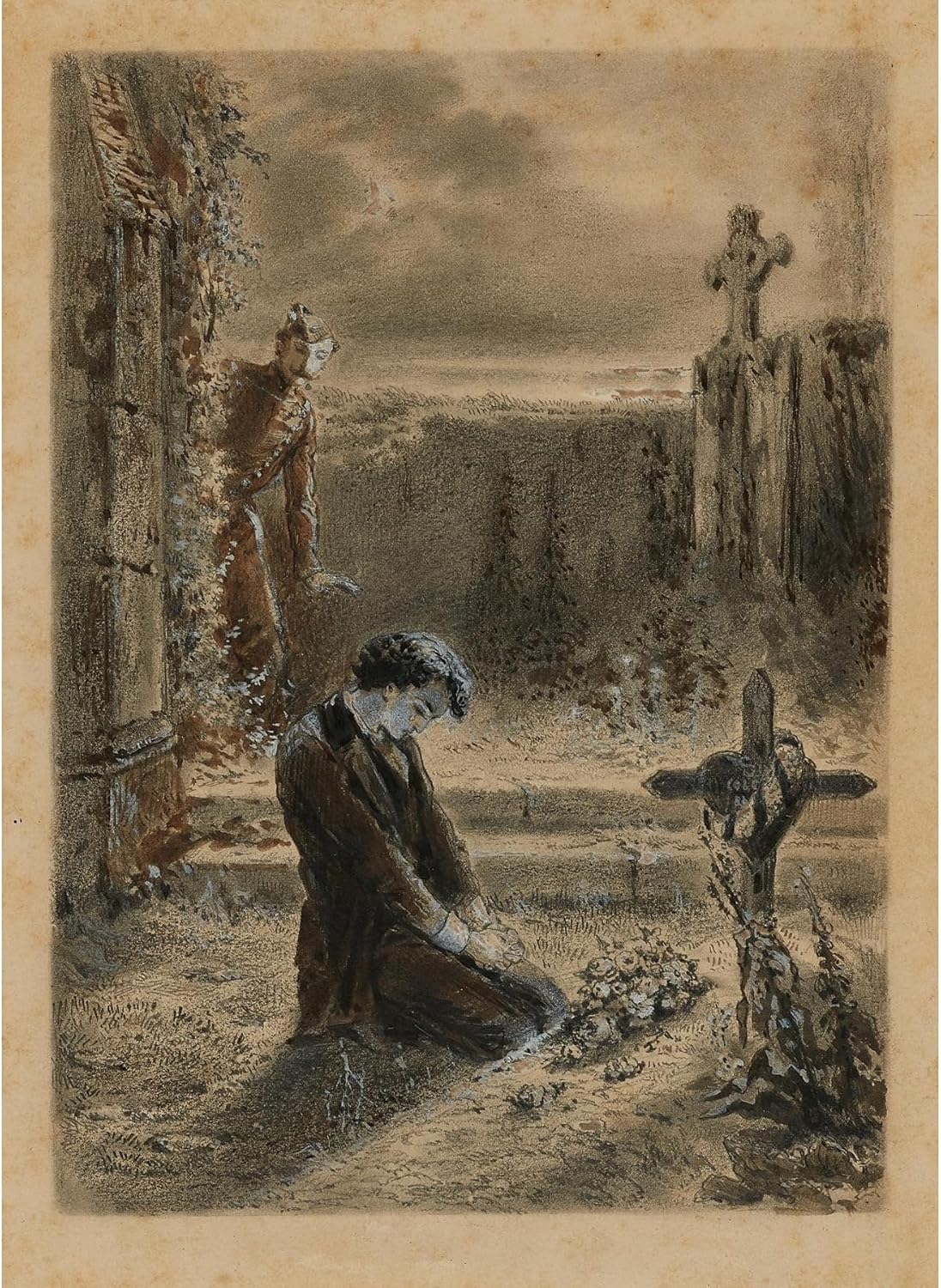 ArtDirect Marius at the Cemetery Some Cotillion (1865) Unframed Art Print Giclee Poster by Alphonse Marie De Neuville 7x10, 10x14, 15x20, 24x33, 35x48 and 44x60 Inches