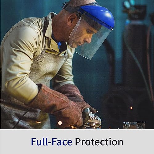Miniatura 7 de Blue Eagle Protector facial de seguridad resistente a los impactos de cara completa (B1BL+FC48)  Transparente  Visera de policarbonato de grado de