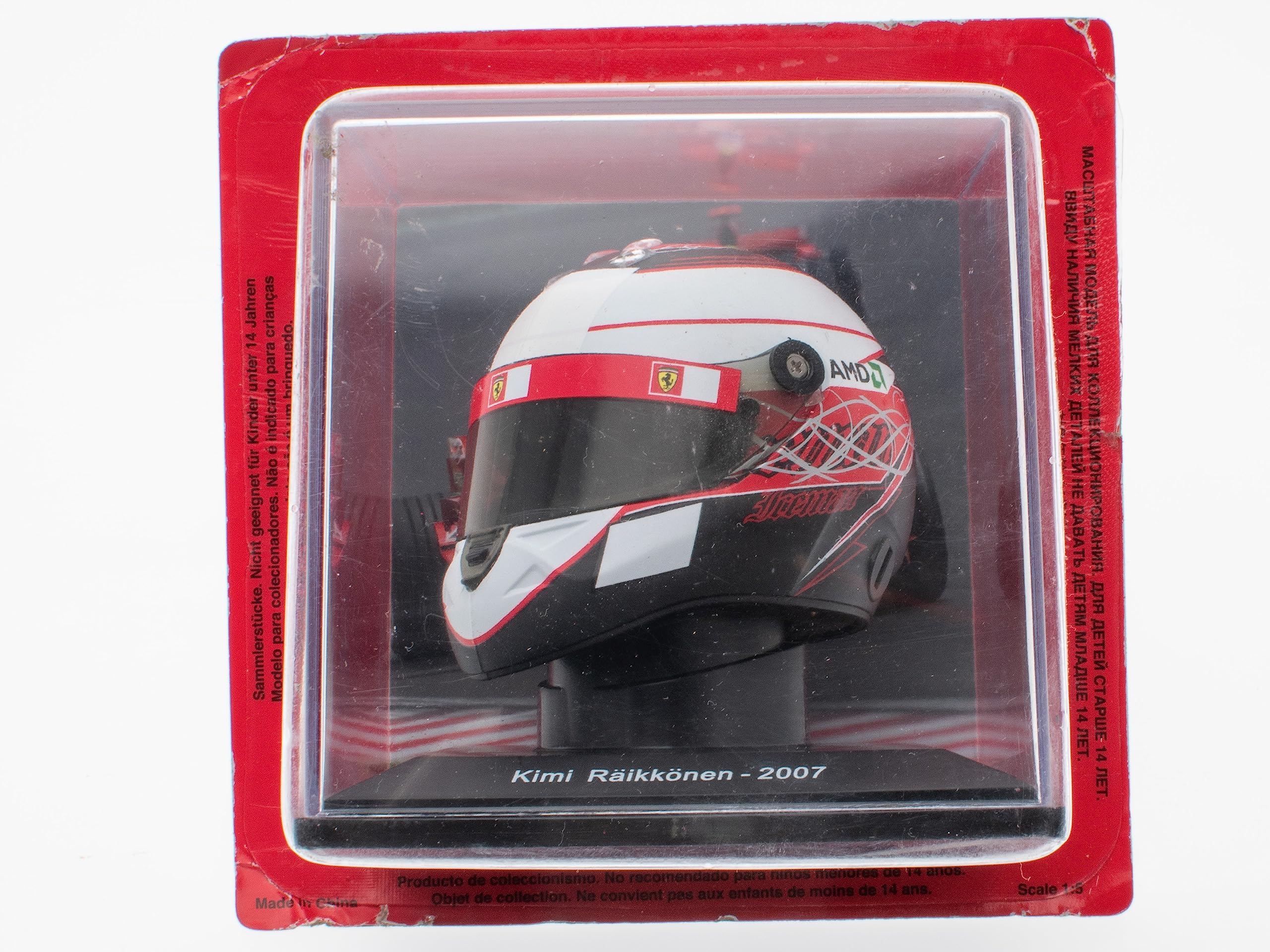 OPO 10 Casque de Formule 1 Compatible avec Ferrari F1 : Kimi Räikkönen 2007 - échelle 1/5 - CAS02