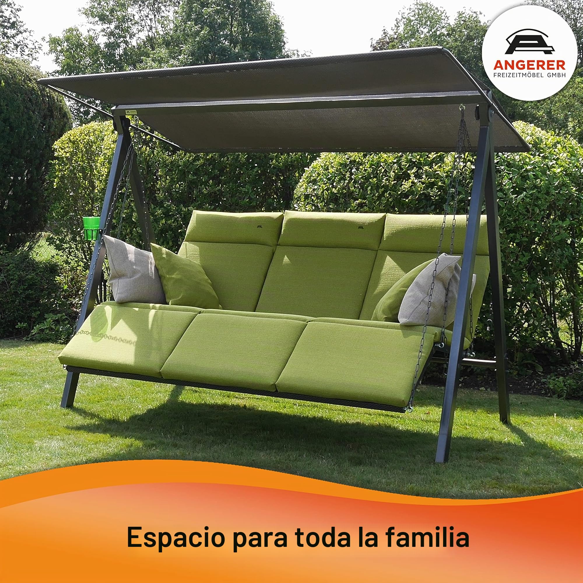 Angerer Freizeitmöbel GmbH Balancín de jardín Lounge Smart – Columpio de jardín Fabricado en Alemania – Columpio para Sentarse, tumbarse y Relajarse, Incluye función de Cama, fácil Montaje (Beige) | Columpio de jardín fabricado en Alemania para sentarse,