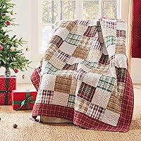 Greenland Home Oxford Red Plaid 100% Cotton Throw Blanket 50x60 - Soft, Reversible, OEKO-TEX Certified