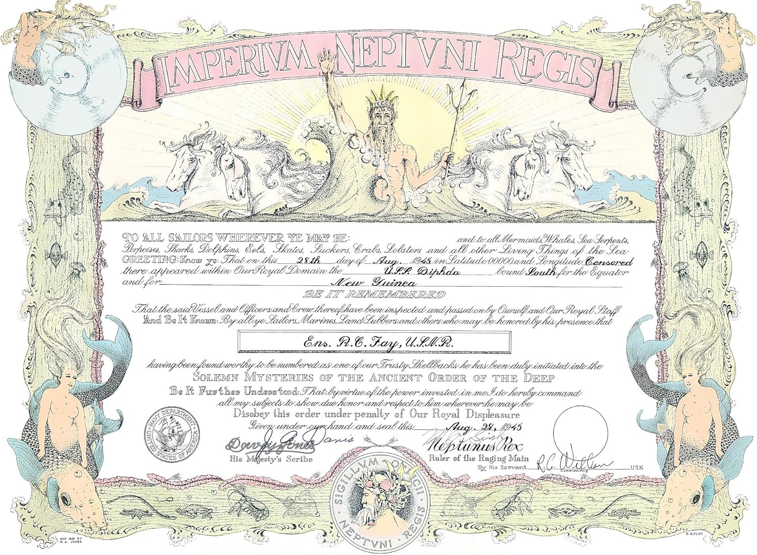 Amazon.com: History Galore 24x36 Gallery Poster, Shellback Certificate ...