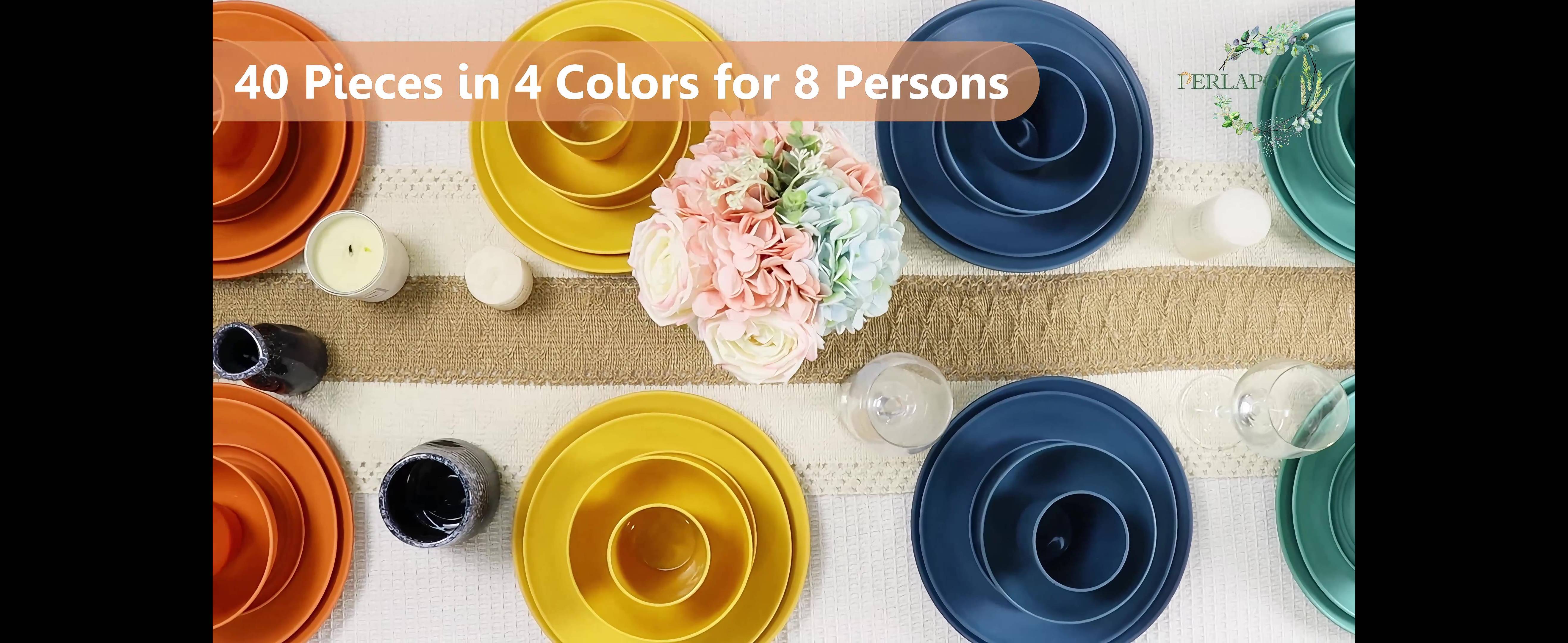 Amazon.com | Perlapoc Wheat Straw Dinnerware Set 40 PCS - Service