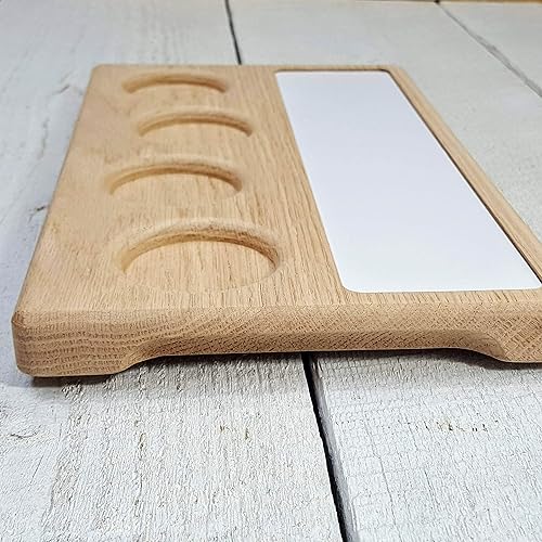 Miniatura 4 de Personalized Beer Flight Board Paddle Sampler Tray with Write-on Chalkboard Dry-erase Surface Marker Board. Will hold 4oz to 5oz Glasses. Made in