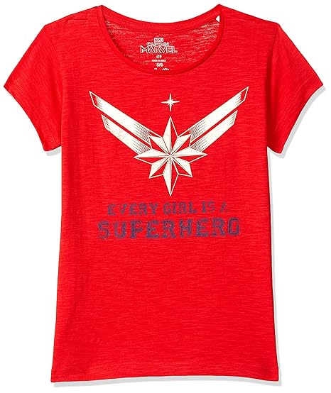 Captain Marvel By Kidsville Girls Plain Regular fit T-Shirt