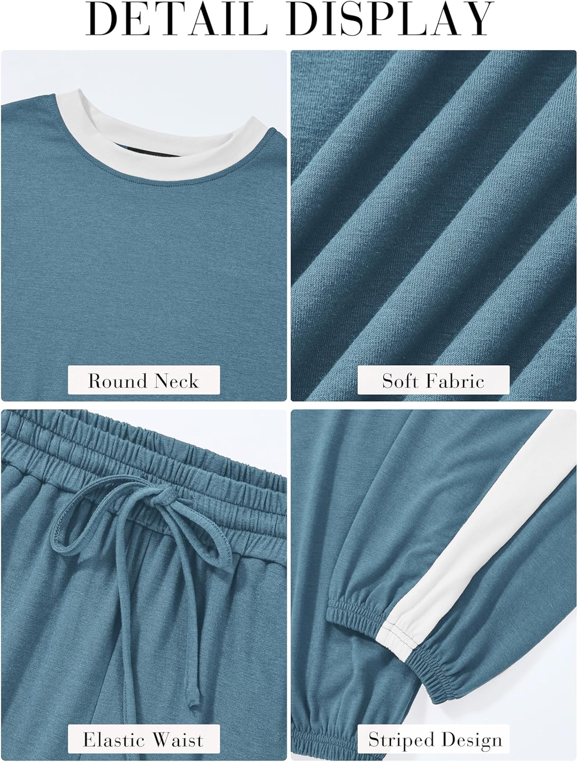 MASCOMODA Womens 2 Piece Outfits 2026 Summer Tracksuit Sets Short Sleeve Tops Travel Long Pants Jogger Lounge Set - Image 6