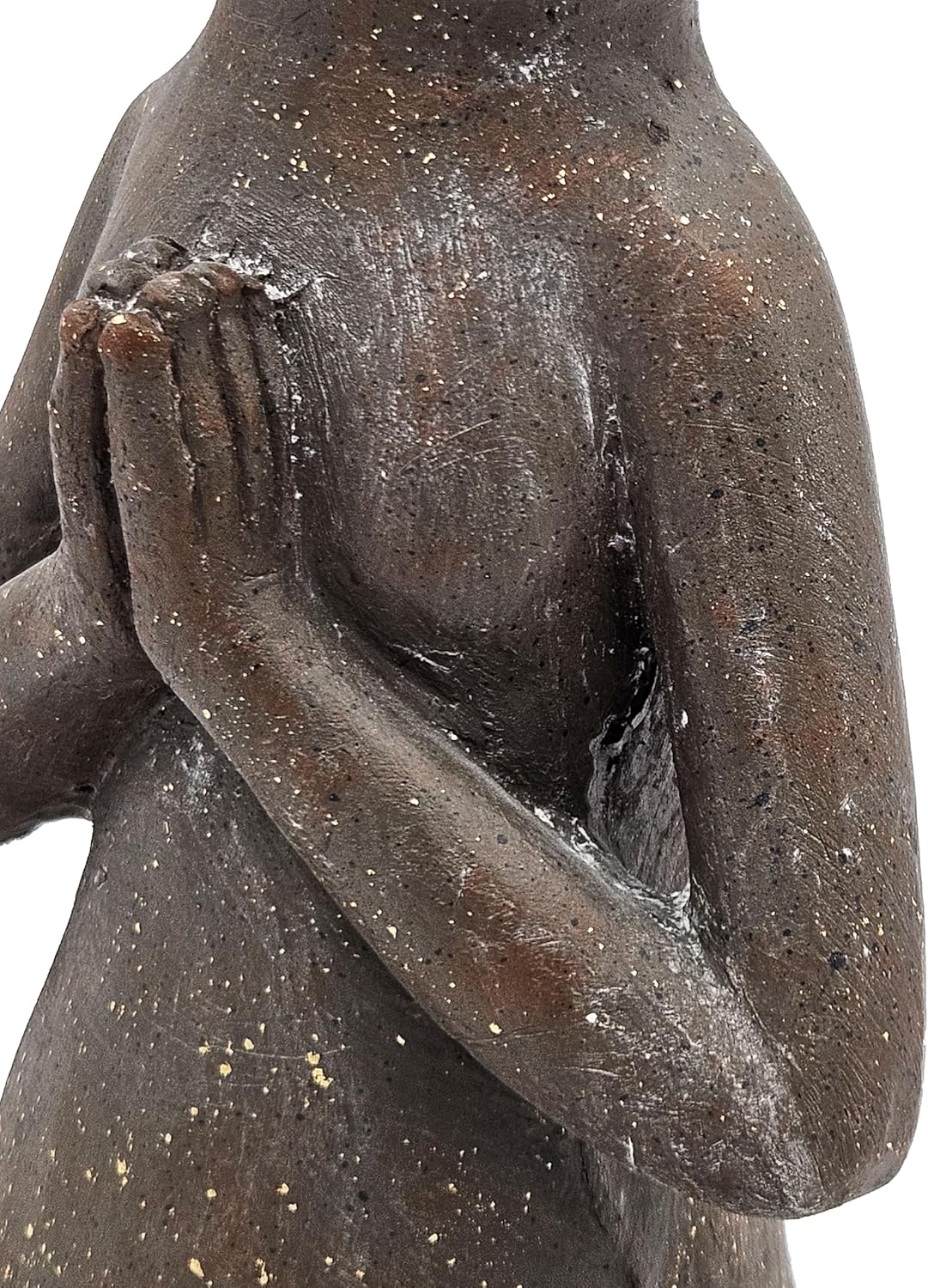 13.5” Tall Textured Brown Yoga Frog Figurine with Gold Accents, Decorative Magnesium Sculpture in Namaste Pose, for Tabletop, Mantel, Centerpiece Accent Display