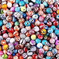 Vista 4 de Hicarer 500 Pcs 8 mm Beads Bulk Acrylic Craft Beads for Jewelry Making Small Ink Pattern Crafts for Bracelet and Necklaces Women Supplies