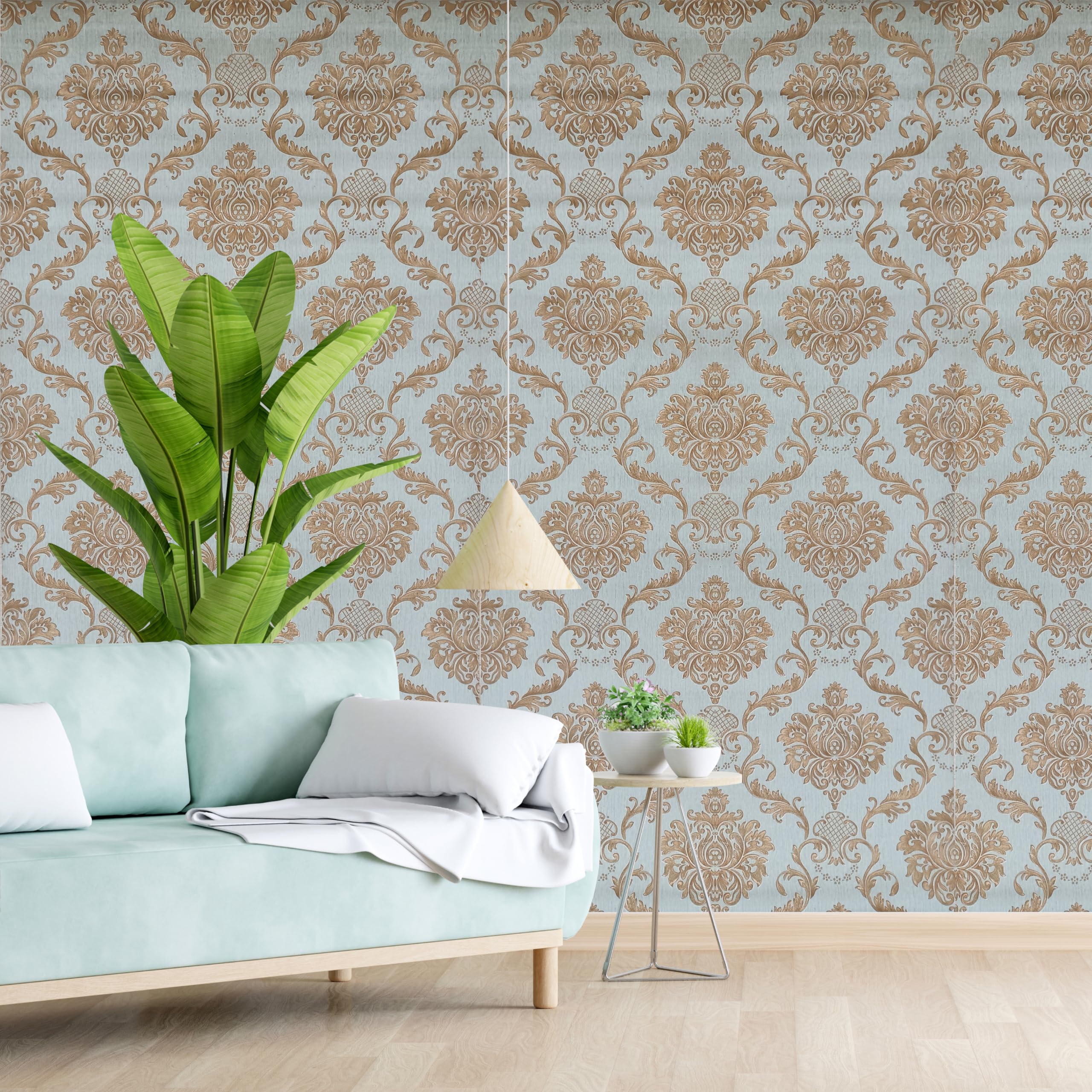 Eurotex Wall Paper for Wall Decor, Non Adhesive Wallpaper for Walls Living Room, Bedroom (53 x 1000 cm, Roll 57sqft, Red & Golden Damask Design) (B07MHH5GJX) Amazon Price History, Amazon Price Tracker