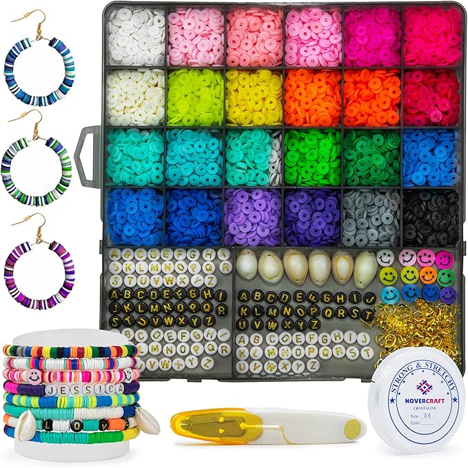6000 Clay Beads for Bracelets Making Kit 24 Colors