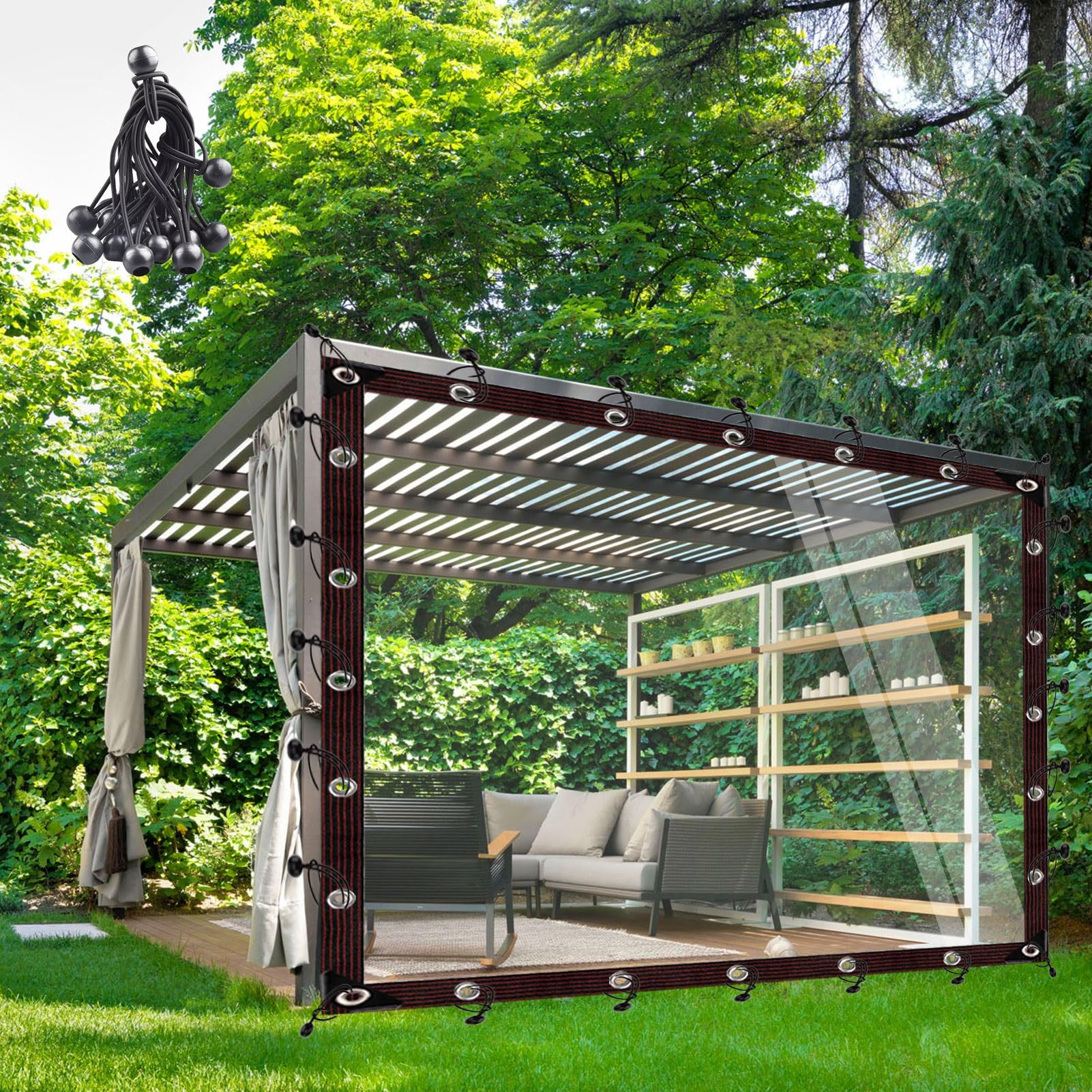 Lona de vinilo impermeable de 0,12 mm para proteger zonas exteriores y porche