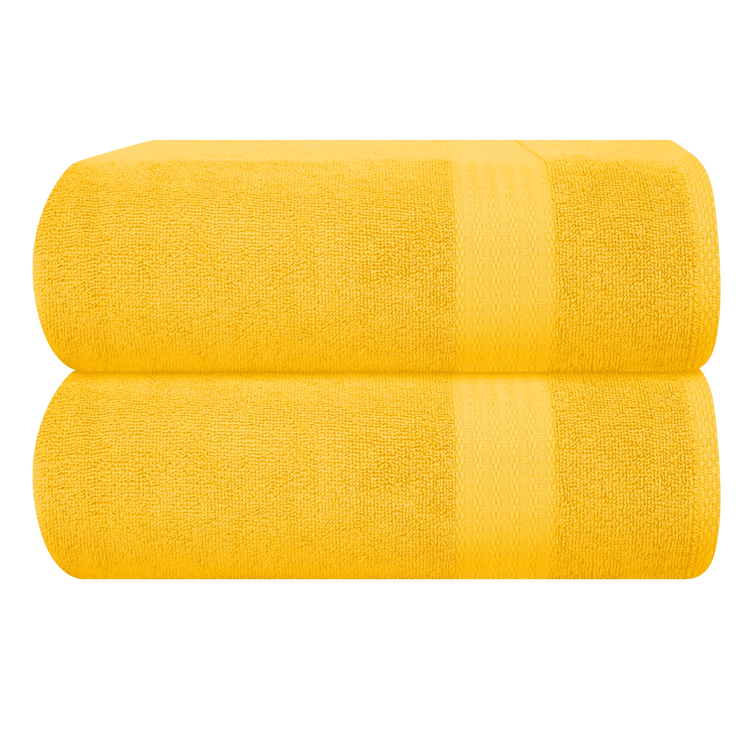 GLAMBURG Premium Cotton Oversized 2 Pack Bath Sheet 35x70-100% Pure Cotton - Ideal for Everyday use - Ultra Soft &amp; Highly Absorbent - Machine Washable - Mustard