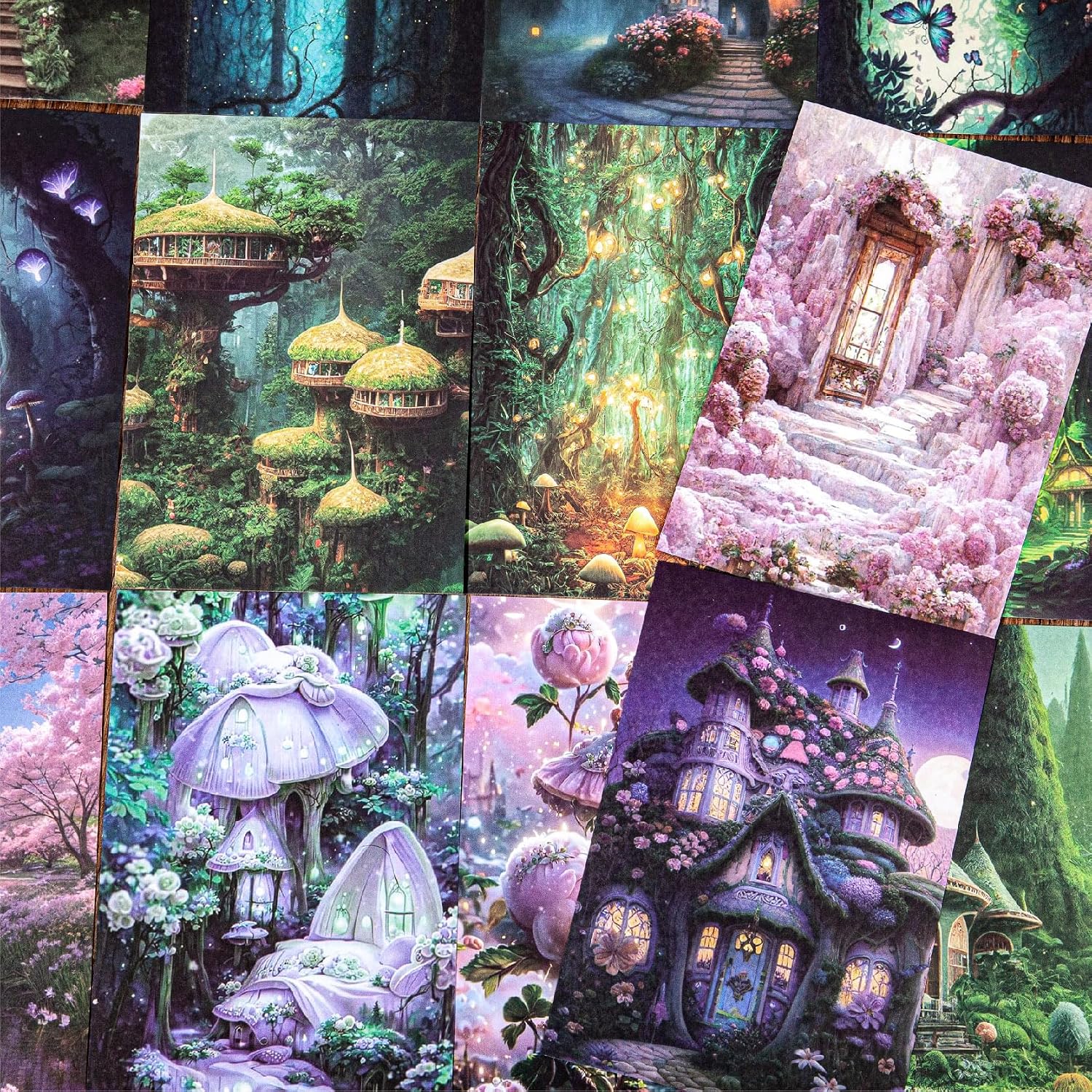 4 Books of Vintage Fantasy Forest Scrapbook Paper，4*5.6in Decorative Paper image 2