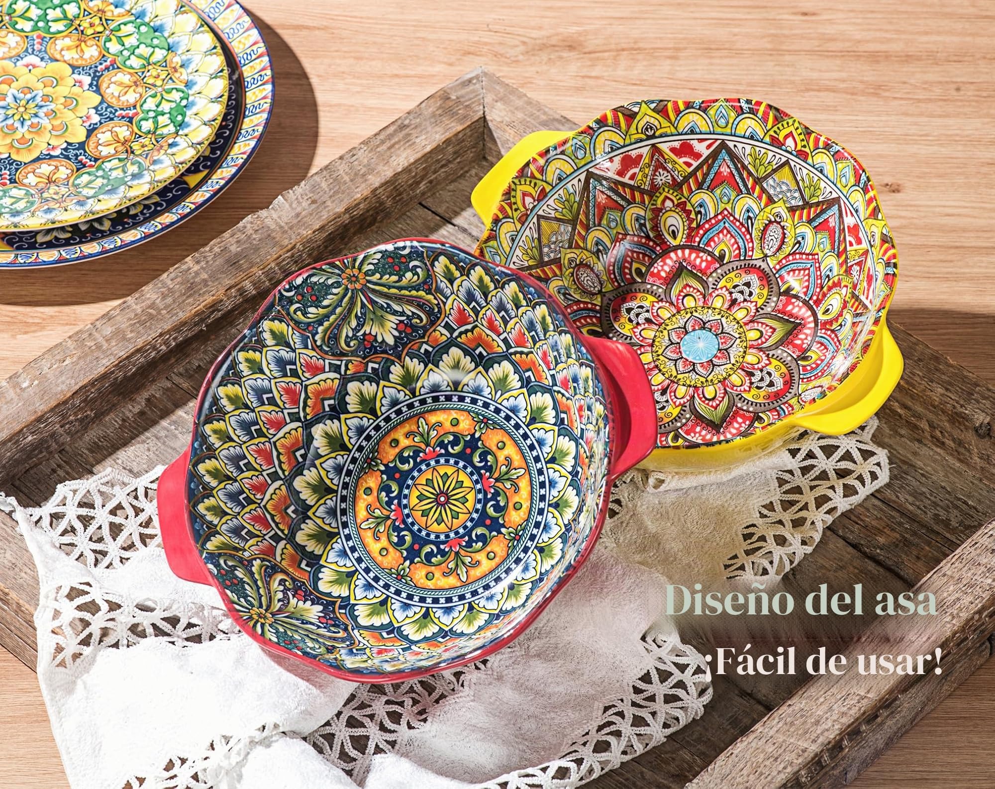 Henten Home Cuencos de Porcelana para Cereales 1450ml, Cuencos de Sopa de Colores Vibrantes,Ensalada Pequeña, Guisos, Arroz, Microondas y Lavavajillas, Juego de 2